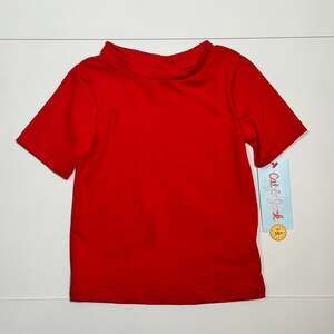 NWT Cat & Jack Baby Red Short Sleeve Rash Guard Swim Shirt Size 12M